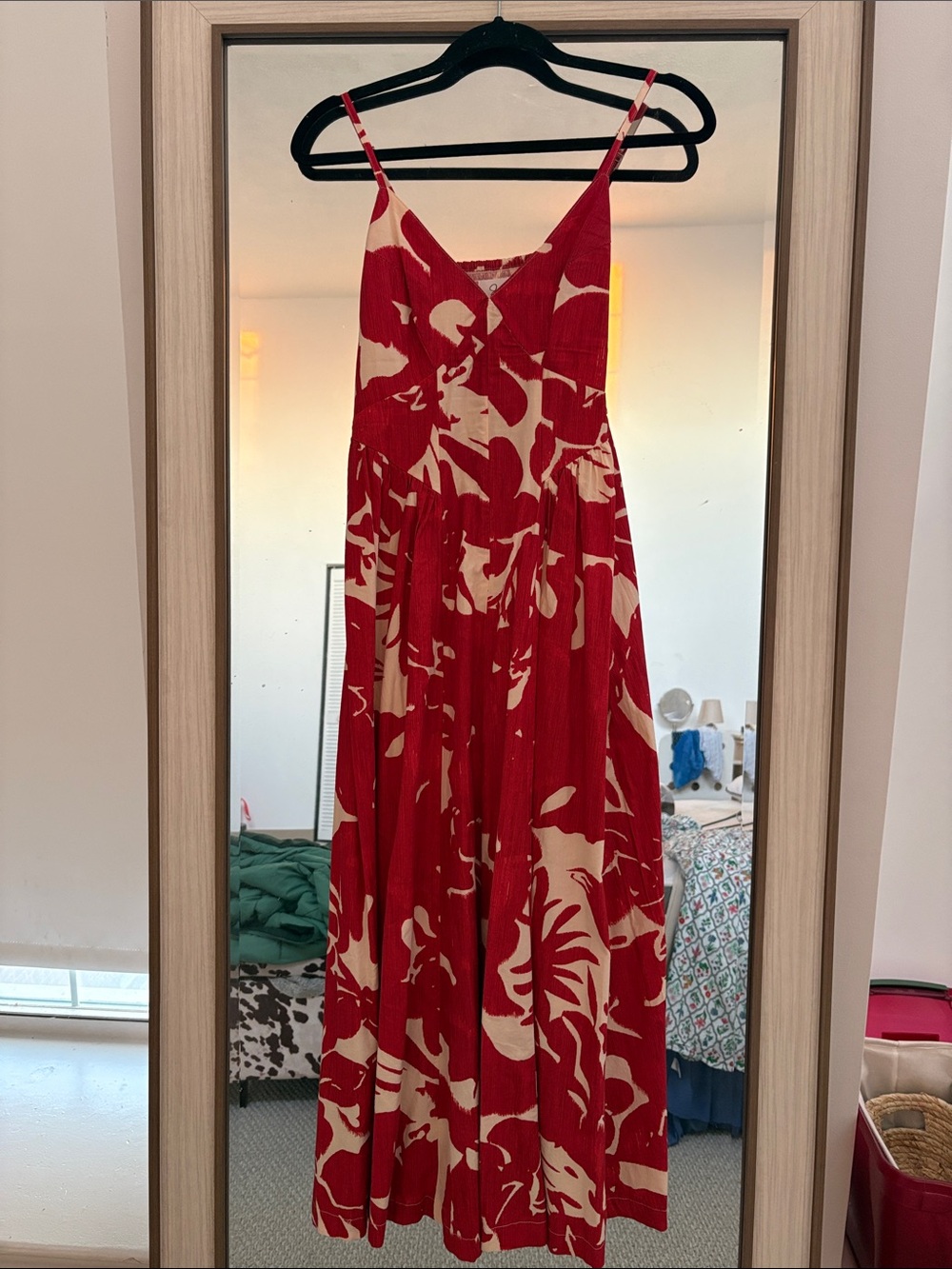 Red Floral Maxi Dress - Sleeveless V-Neck